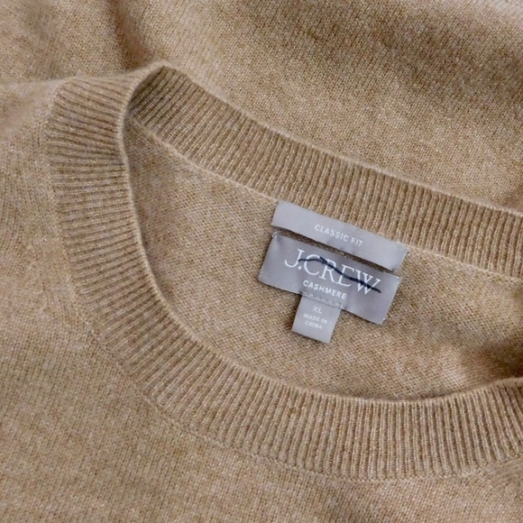 J. CREW Cashmere Classic Fit Crewneck Sweater Heathered Camel Crew Neck X-Large - Picture 12 of 15